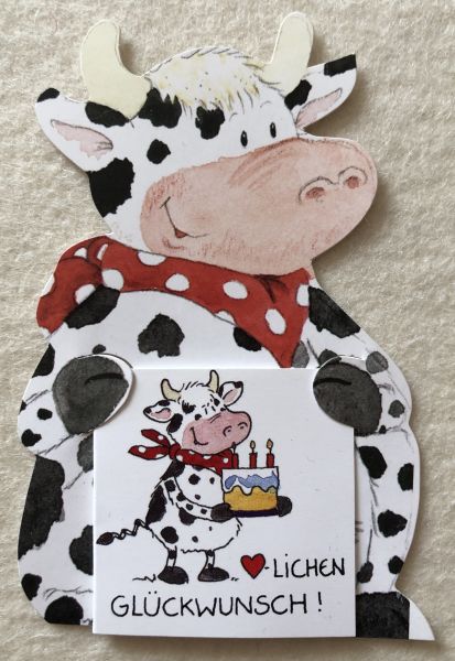 "Muuh" Geschenkaufkleber mit Mini-Doppelkarte Kuh