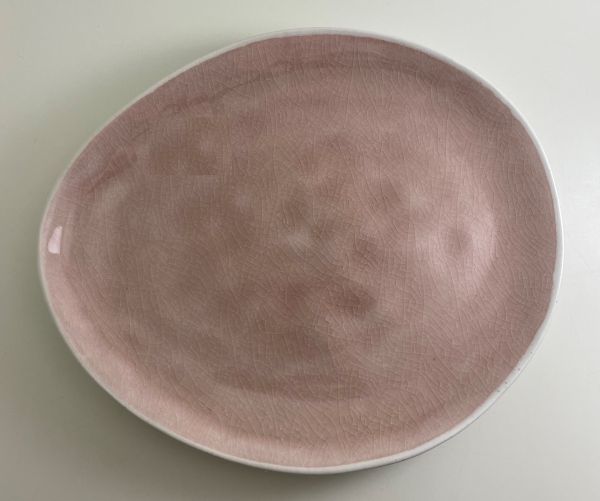 Keramikteller oval rosa, B 19 cm, T 16,3 cm, H 2 cm