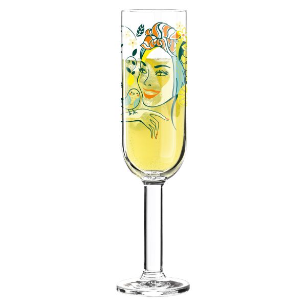 Limoncelloglas Frau mit Vogel Michael Shalev 2014, H 23,7 cm, D 5,5 cm