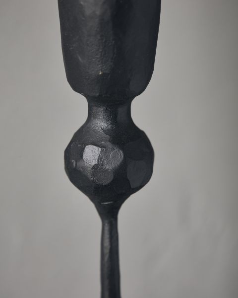 Handgefertigter Kerzenhalter Single, Eisen schwarz, H 41 cm, D 7 cm